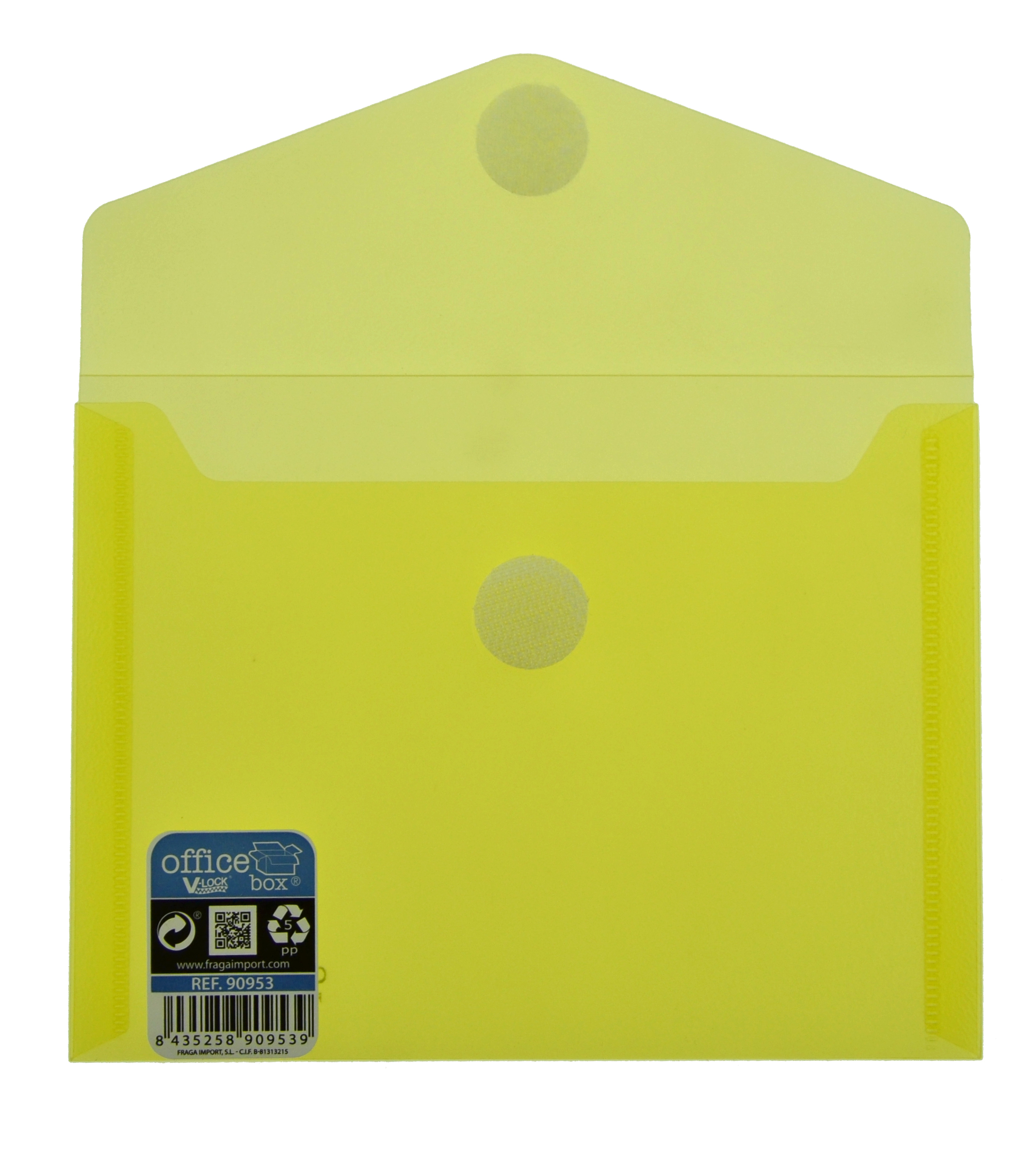 Sobre plstico OFFICE BOX velcro A6 amarillo