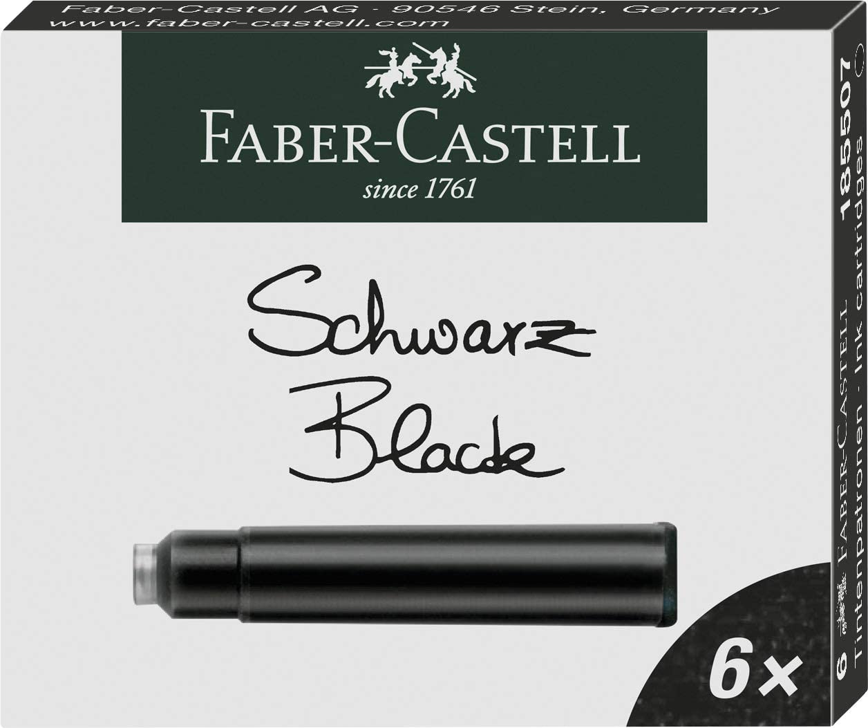 Recambio pluma FABER CASTELL negro Pack 6 185507