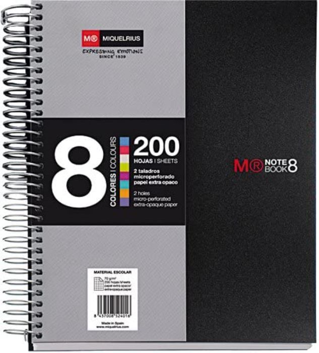 Cuaderno NOTEBOOK 8 Basic PP A4 5x5 200h negro 42006