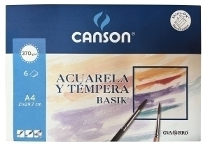 Pack acuarela CANSON Basik 370g A4 liso 6h C2000066416