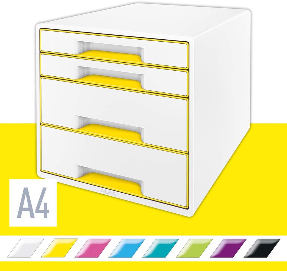 LEITZ Wow Desk Cube 4 cajones blanco/amarillo 52132016