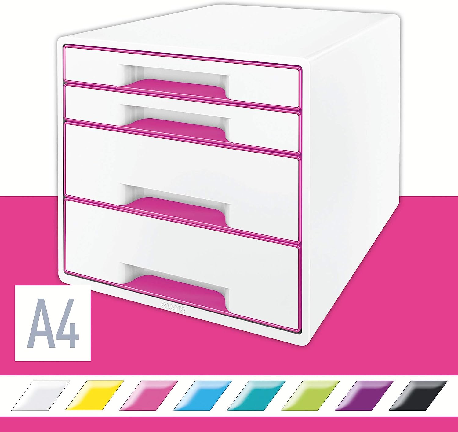 LEITZ Wow Desk Cube 4 cajones blanco/fucsia 52132023