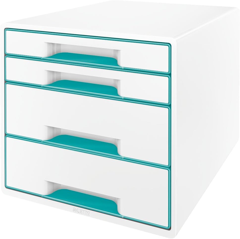 LEITZ Wow Desk Cube 4 cajones turquesa/blanco 52132051