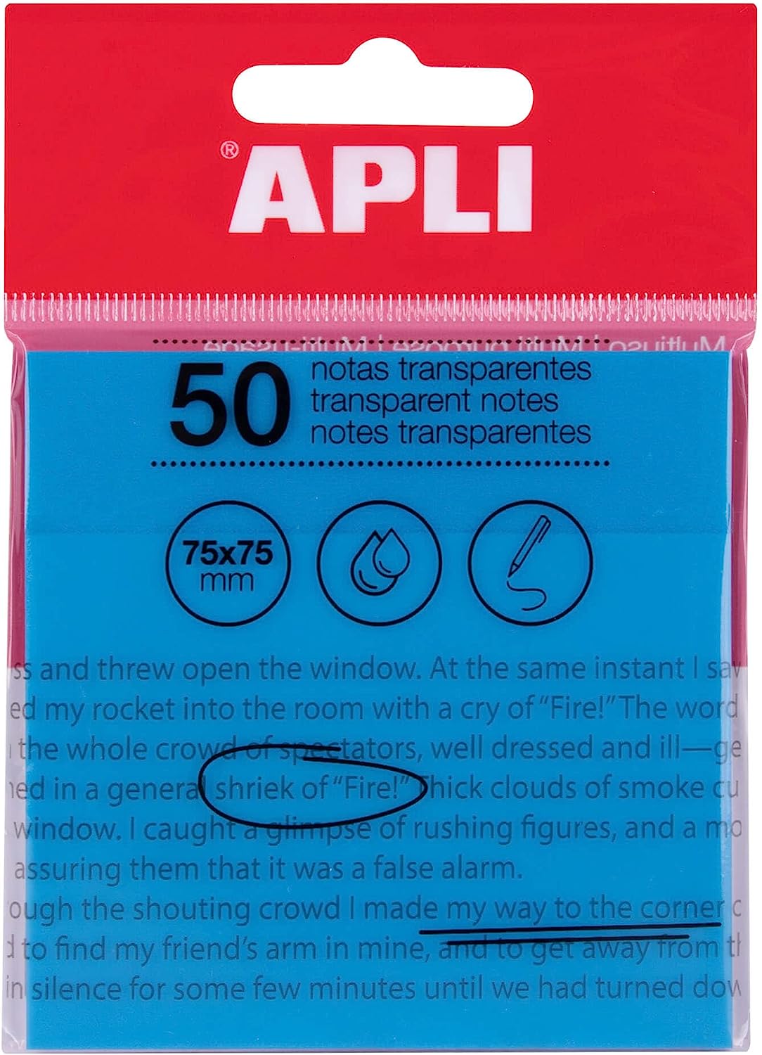 Notas adhesivas APLI 75x75 translucido azul 50h