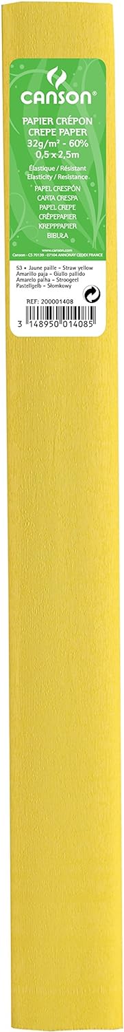 Rollo Papel crespn CANSON 0.50x2.5m 40g amarillo paja