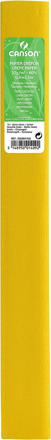 Rollo Papel crespn CANSON 0.50x2.5m 40g amarillo limn