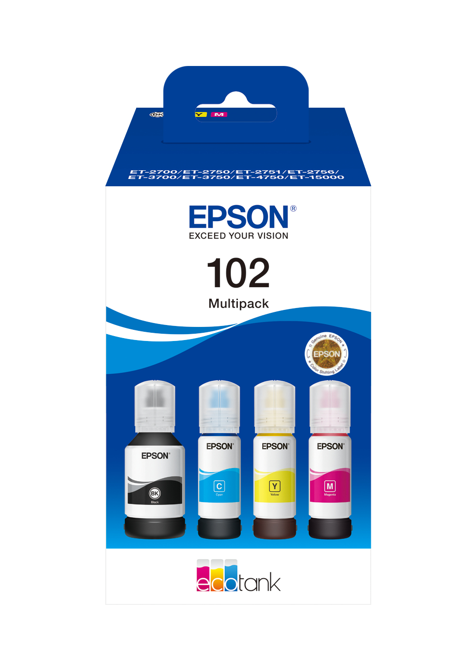 Tinta EPSON Ecotank 102 C13T03R640 negro + color