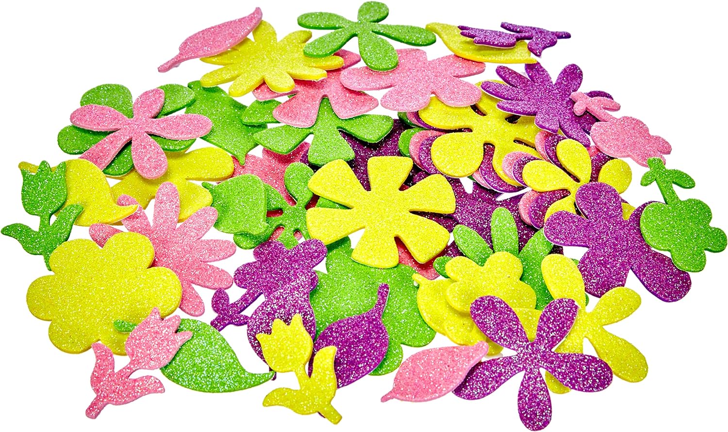 Goma EVA APLI adhesivas purpurina flores Pack 48