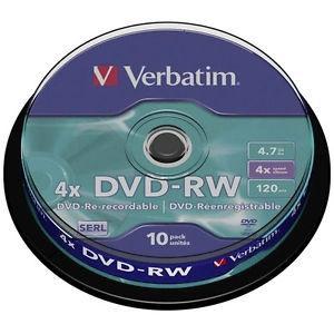 DVD-RW VERBATIM 4.,7GB 4x Bobina 10 43552