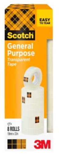 Cinta adhesiva SCOTCH 508 transparente 33x19 Blister 8