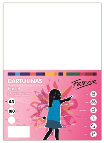 Cartulina A3  FABRISA 180g blanco Pack 50 hojas