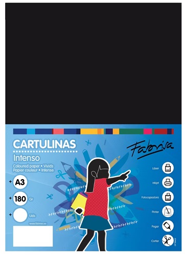 Cartulina A3  FABRISA 180g negro Pack 50 hojas