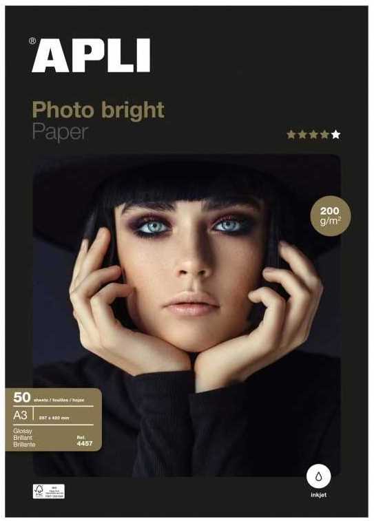 Papel foto APLI Photobright A3 200g 50h 04457
