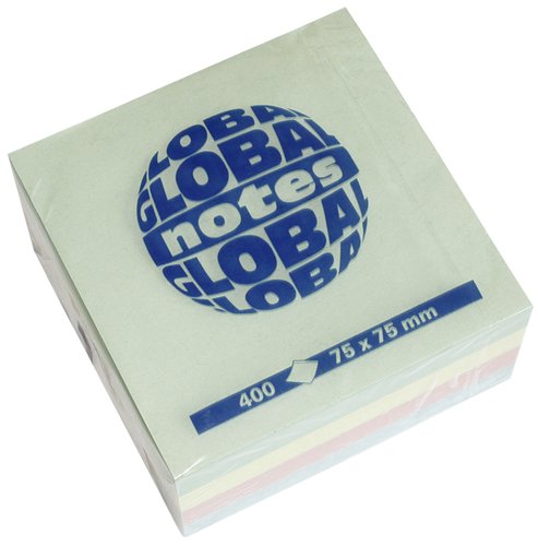 Cubo notas adhesivas  GLOBAL NOTES 75x75 pastel 400h