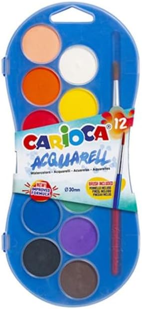 Acuarela CARIOCA estuche 12 colores surtidos + pincel