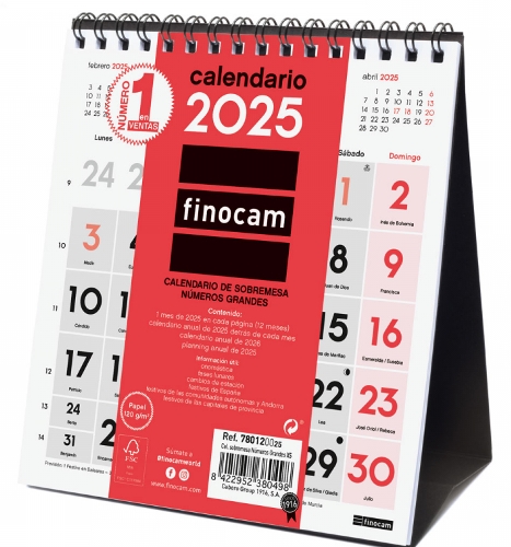 Calendario sobremesa FINOCAM XS 14x15cm nmeros grandes