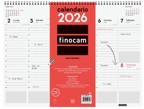 Vade espiral FINOCAM semana vista vertical 42x31 