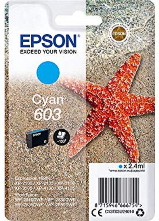 Tinta EPSON 603 cyan C13T03U24010 130 pginas