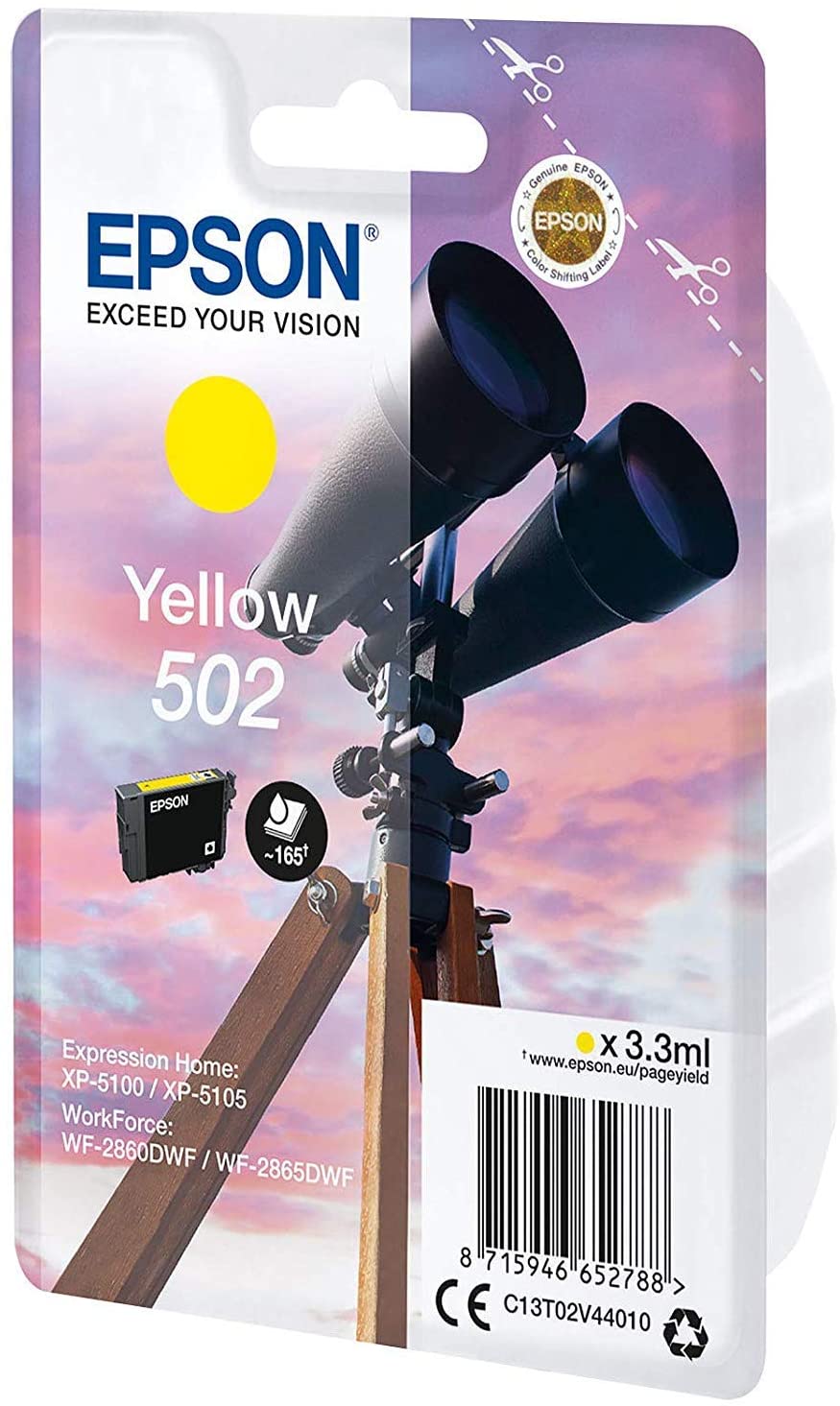 Tinta EPSON 502 amarillo C13T02V44010 165 pginas 