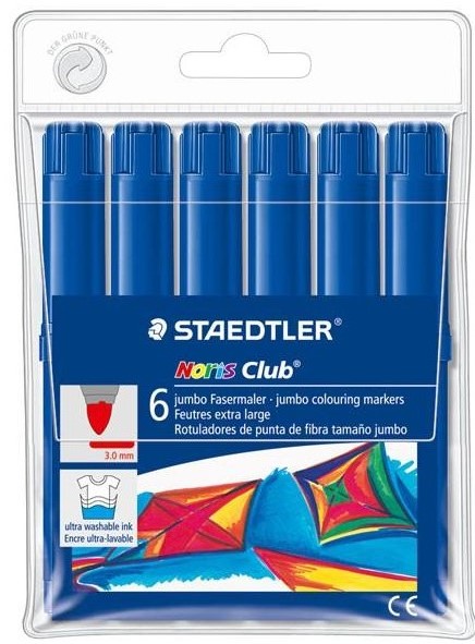 Rotulador fibra STAEDTLER Noris 340 Jumbo azul Pack 6
