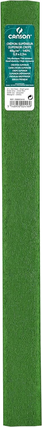 Rollo Papel crespn CANSON 0.50x2.5m 40g verde billar