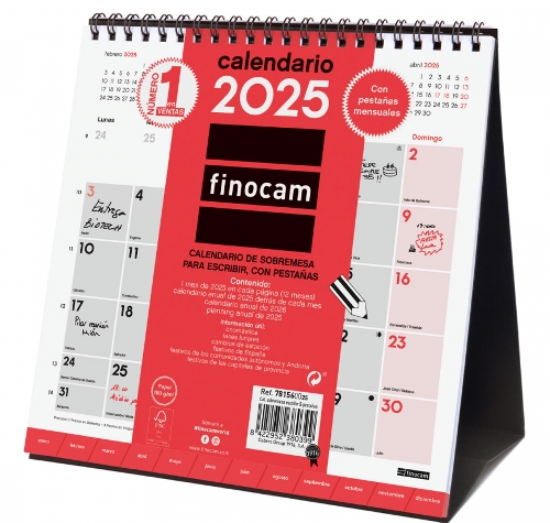 Calendario sobremesa FINOCAM S 19x19cm escribir pestaa