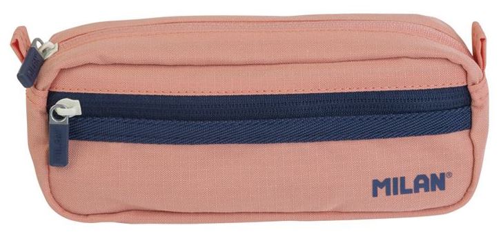 Estuche portatodo MILAN rectangular 2 cremalleras rosa 