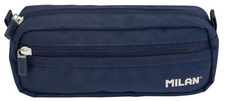 Estuche portatodo MILAN rectangular 2 cremalleras azul