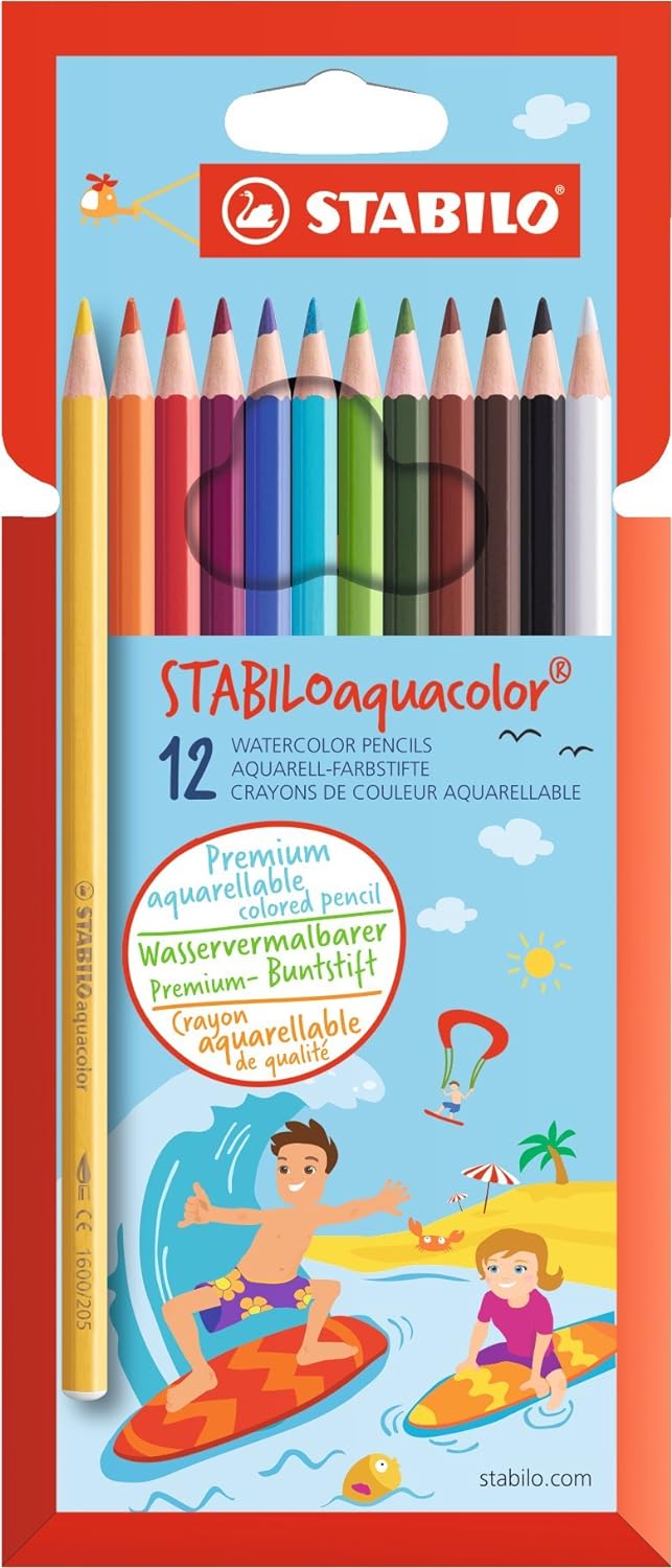 Lpiz acuarelable STABILO Aquacolor Caja 12 1612-6