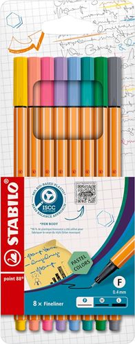 Rotulador fibra STABILO Point 88  Estuche  8 Pastel