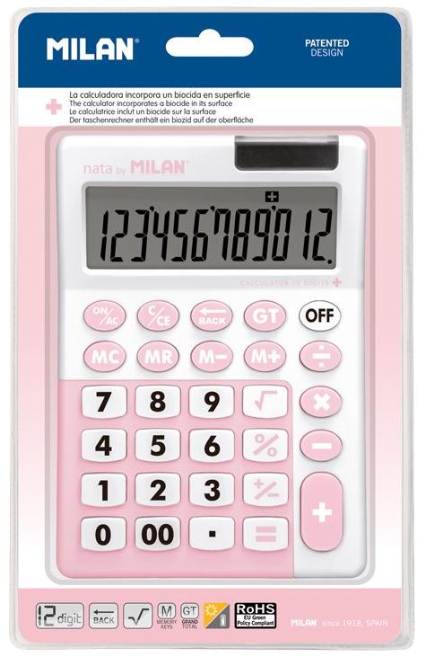 Calculadora sobremesa MILAN 12 dgitos rosa
