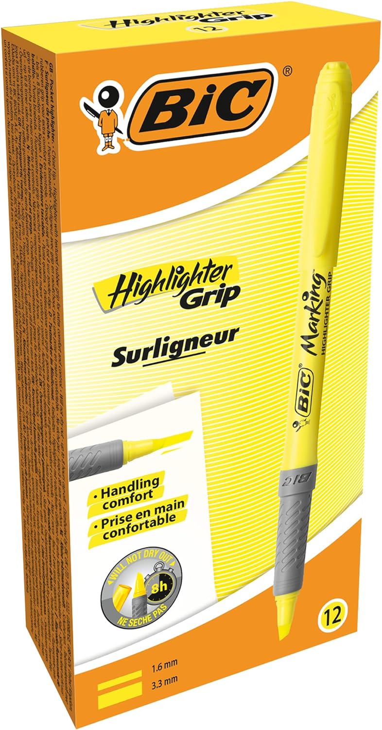 Marcador flor Boli BIC Highlighter grip amarillo 