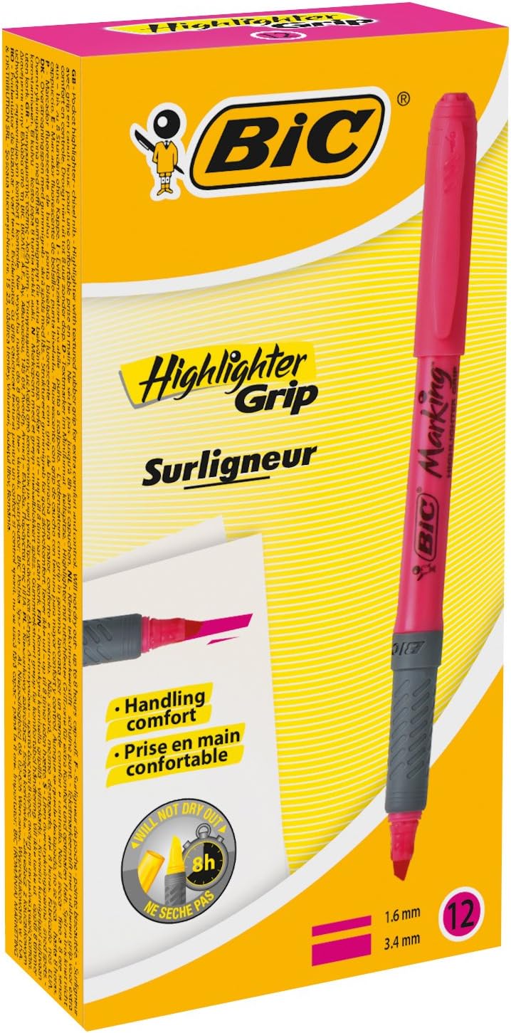 Marcador flor Boli BIC Highlighter grip rosa
