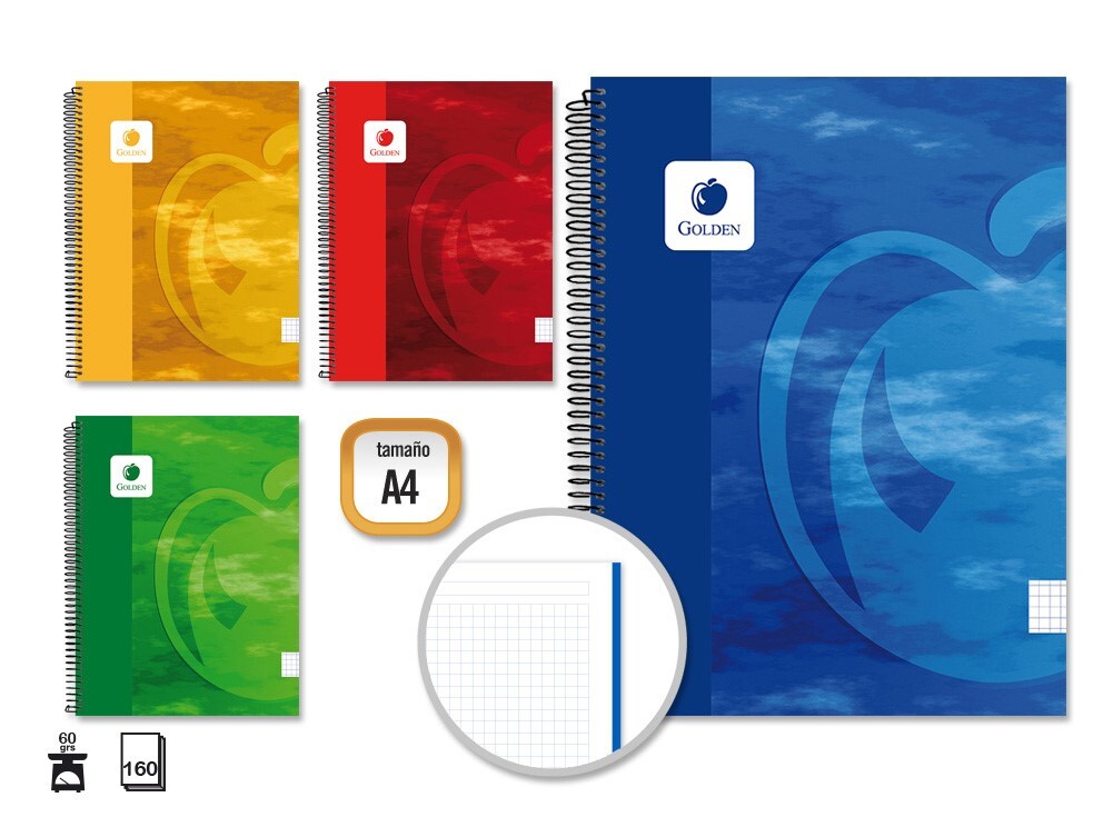 Cuaderno GOLDEN T. Forrada A4 5x5 160h 60g 325029