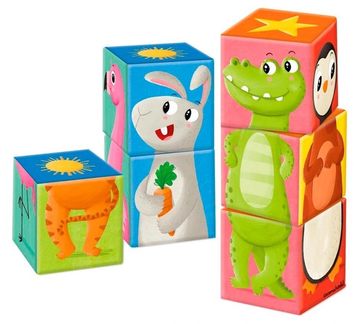 Puzzle cubos GOULA animales Match&Mix 6 piezas 53468