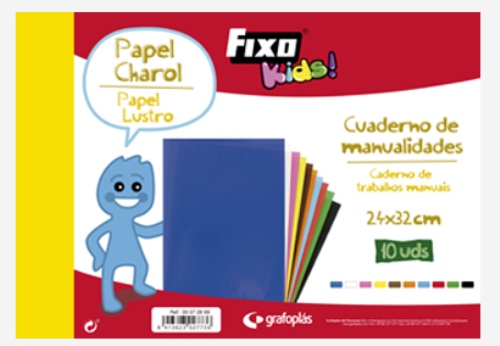 Bloc papel charol FIXO 24x32cm 10 hojas  