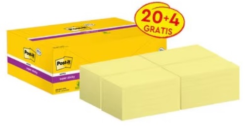 Notas adhesivas POST-IT 76x127 amarillo 655 Pack 24