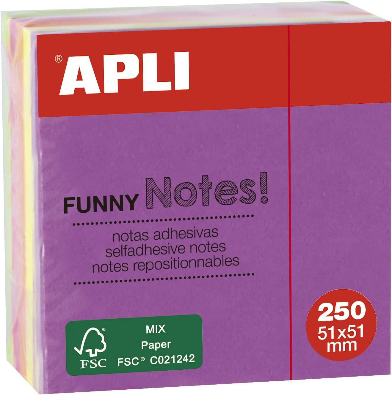 Cubo notas adhesivas APLI Funny 51x51 flor 250 hojas