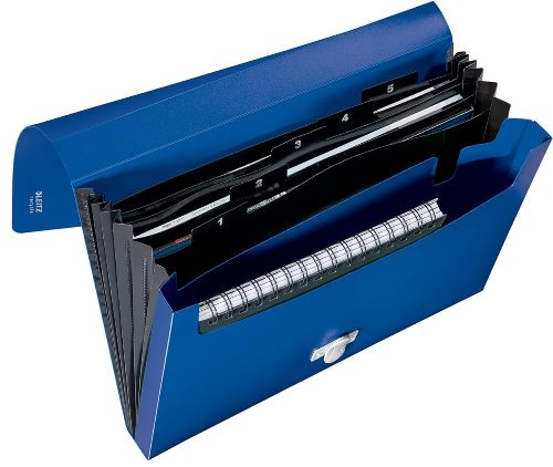 Clasificador fuelle LEITZ Recycle PP A4 5 Dptos azul 