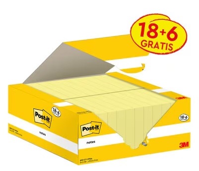 Notas adhesivas POST-IT 38x51 amarillo 653 Pack 24