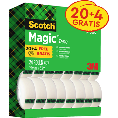 Cinta adhesiva invisible SCOTCH MAGIC 33x19 Pack 24