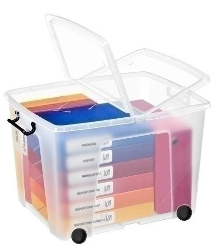 Caja almacenaje CEP Strata 75L ruedas apilable cristal