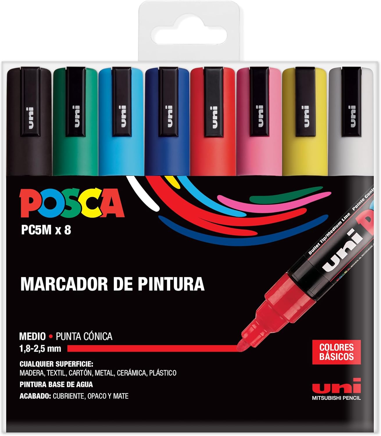 Marcador no permanente POSCA PC-5M  Pack 8