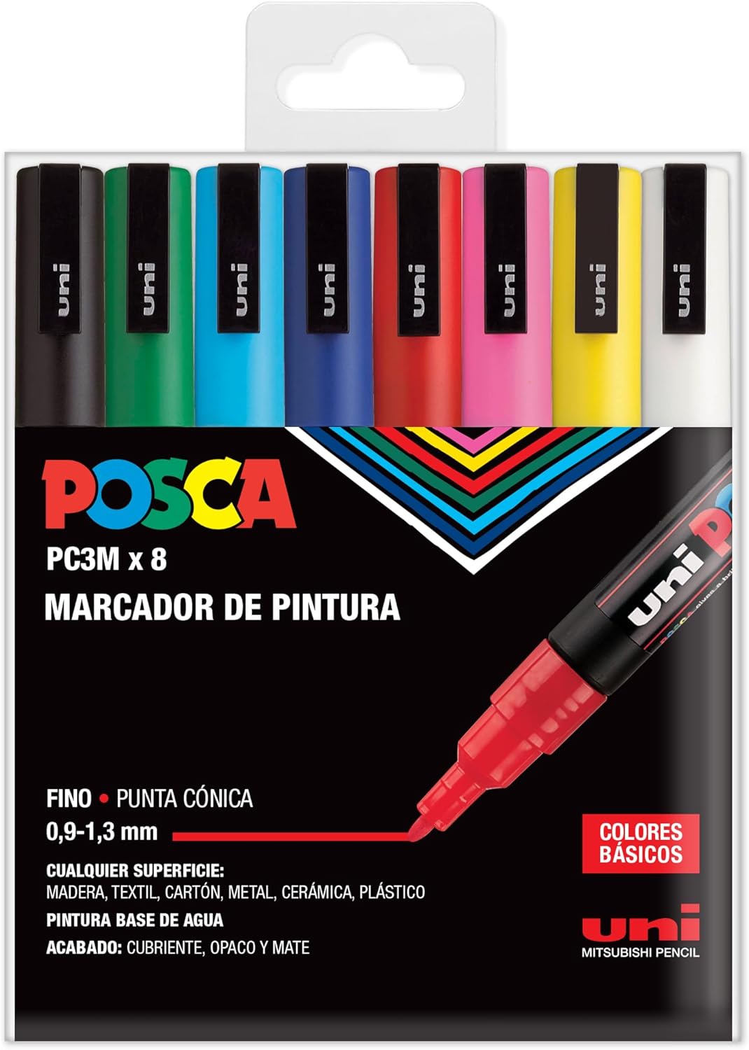 Marcador no permanente POSCA PC-3M  Pack 8