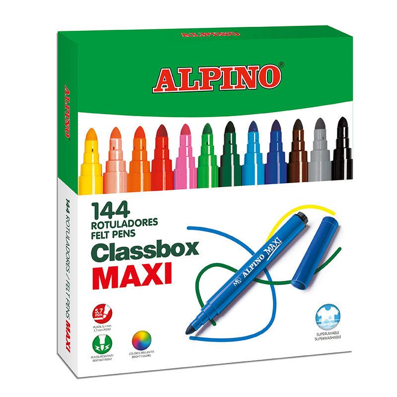 Rotulador ALPINO Maxi punta gruesa Classbox Caja 144 