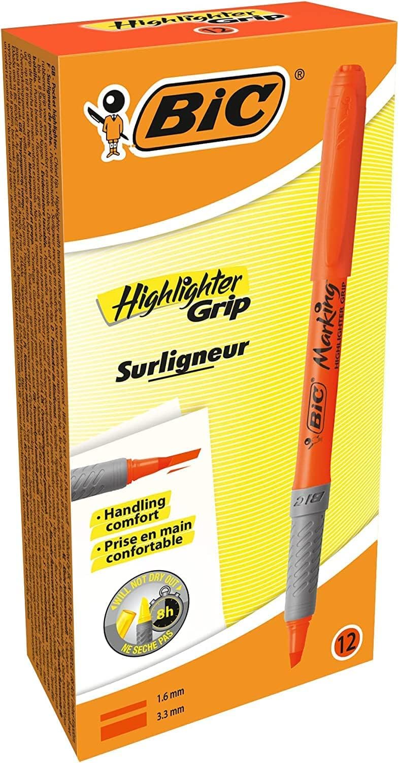 Marcador flor Boli BIC Highlighter grip naranja