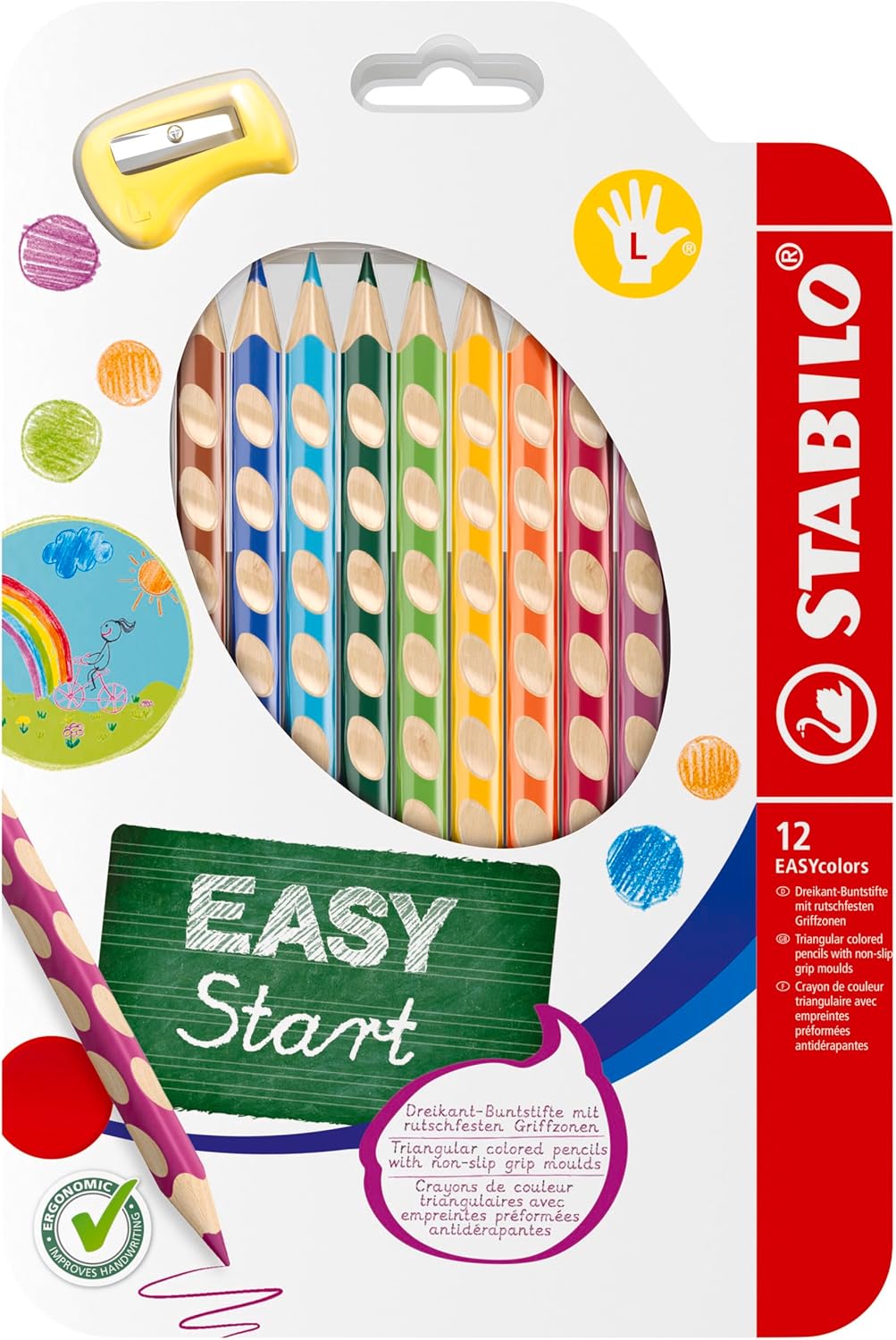 L�piz color STABILO Easy Colors zurdos Caja 12 331/12-1