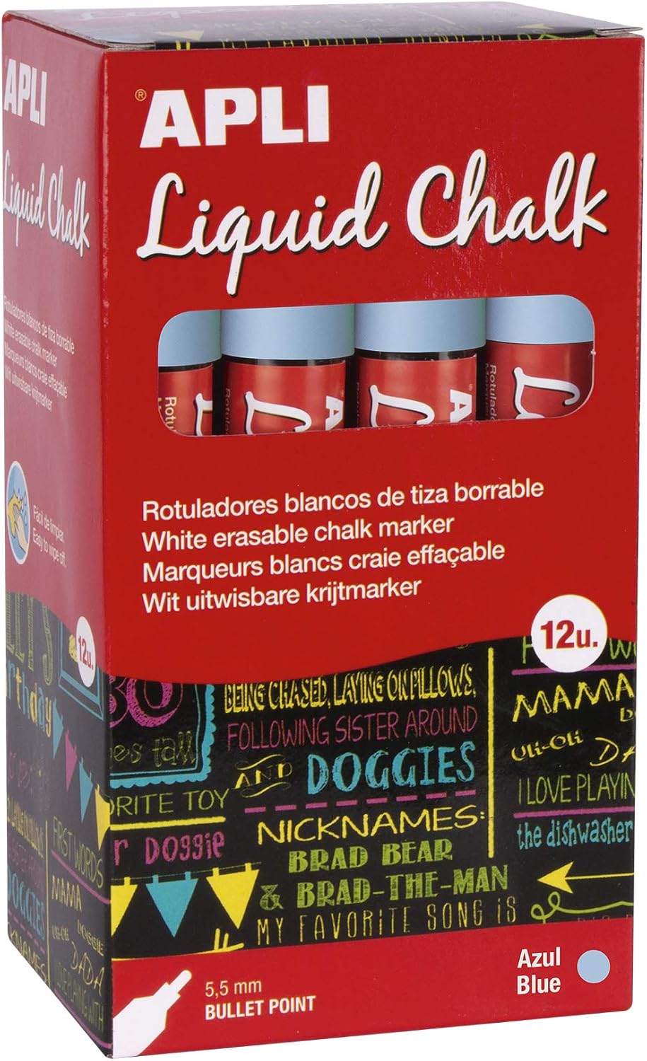 Marcador tiza lquida APLI 5,5mm azul 16900