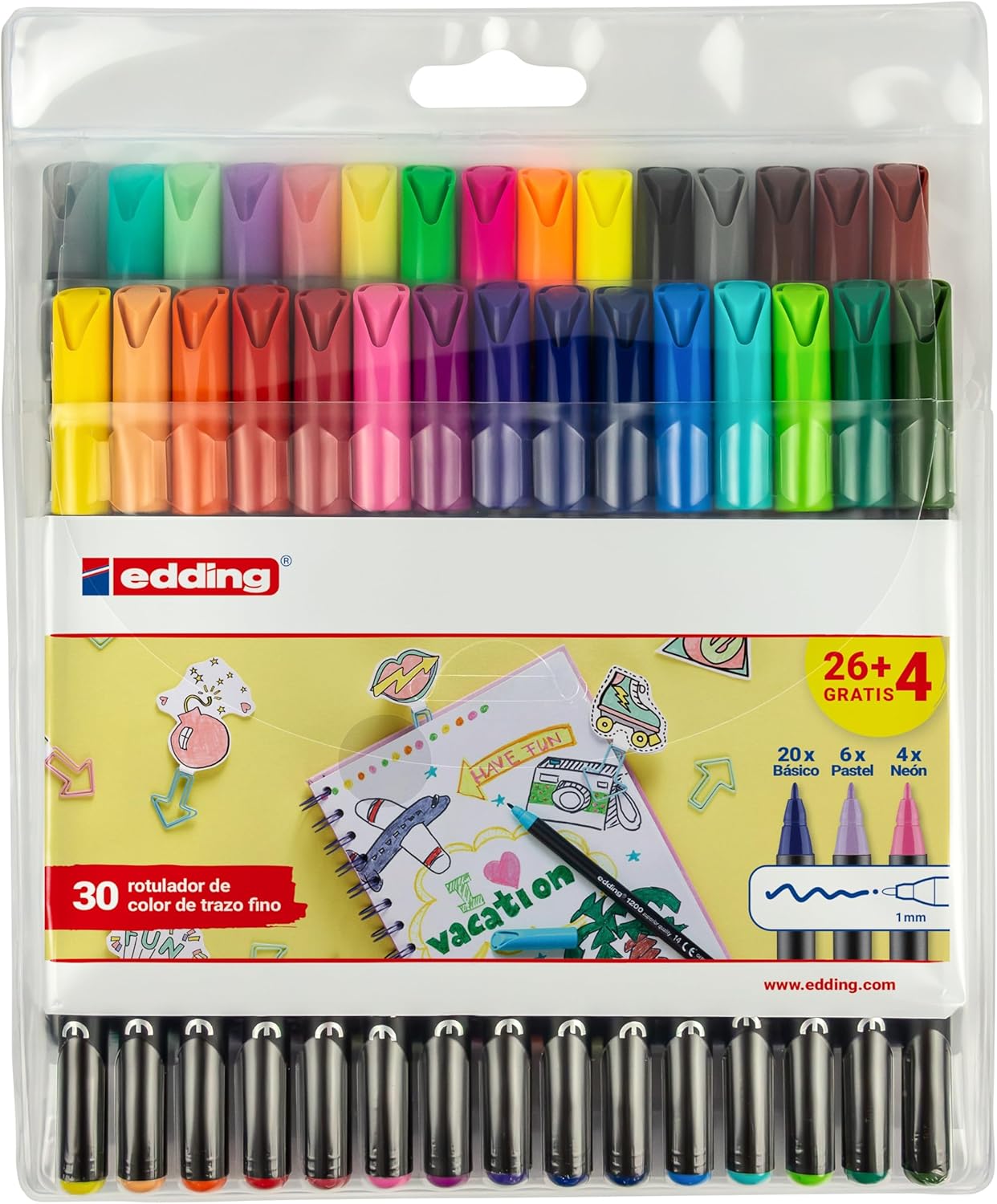 Rotulador fibra EDDING 1200  Estuche 30 surtidos