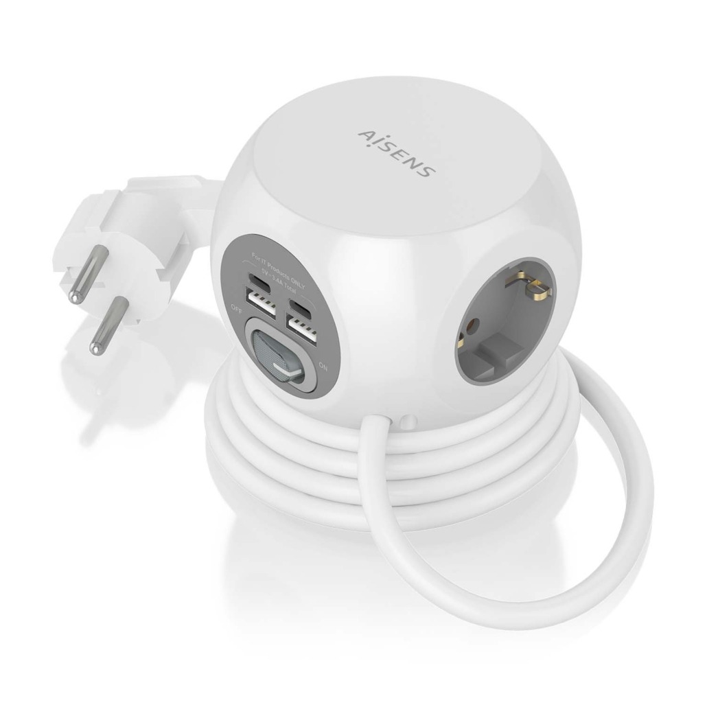 Regleta sobremesa AISENS 3 TOMAS 2xUSB-C 2xUSB-A